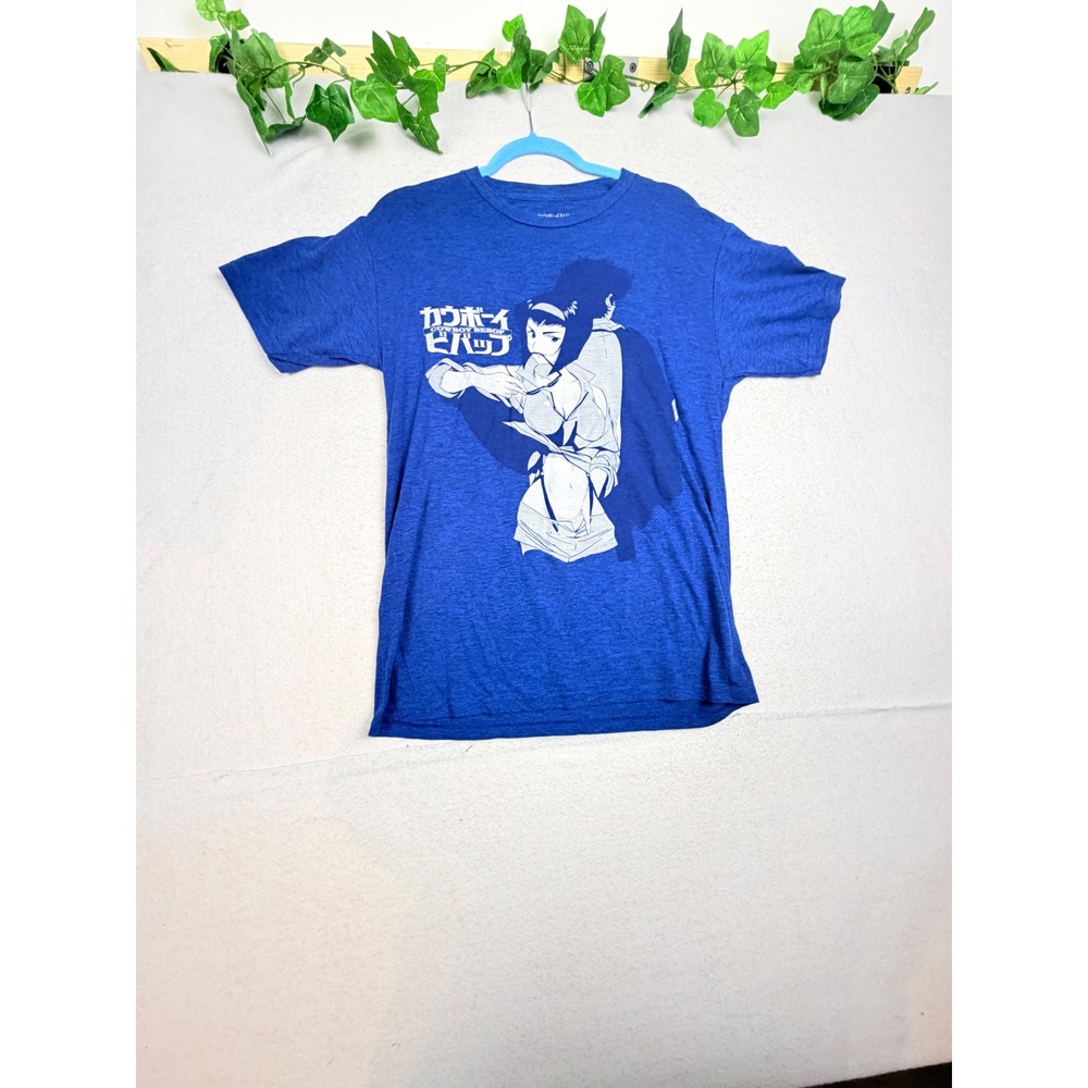 Cowboy Bebop Faye Valentine Spike Spiegel Anime Graphic T-Shirt Blue Medium